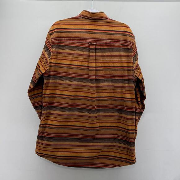 Woolrich Flannel Orange Sunset Bark Blanket Stripe Button Up LS Shirt Style 6579 - Picture 2 of 8